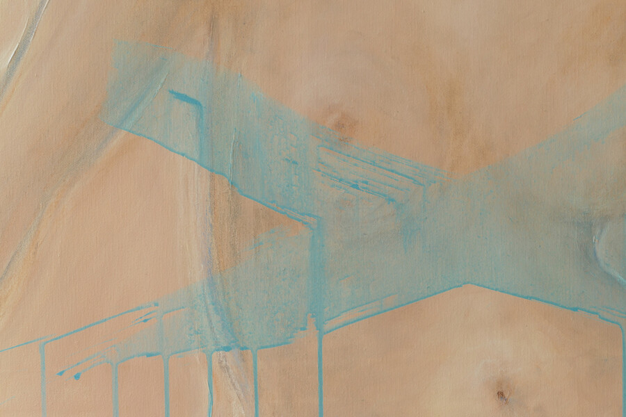 Jemnost, cenzurováno, 2021, akryl a pastel na plátně, 100 x 100 cm